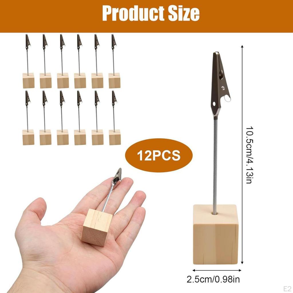 12 Pieces Desktop Photo Holder Table Number Clip Stand with Clips Place Cards Reserved Sign