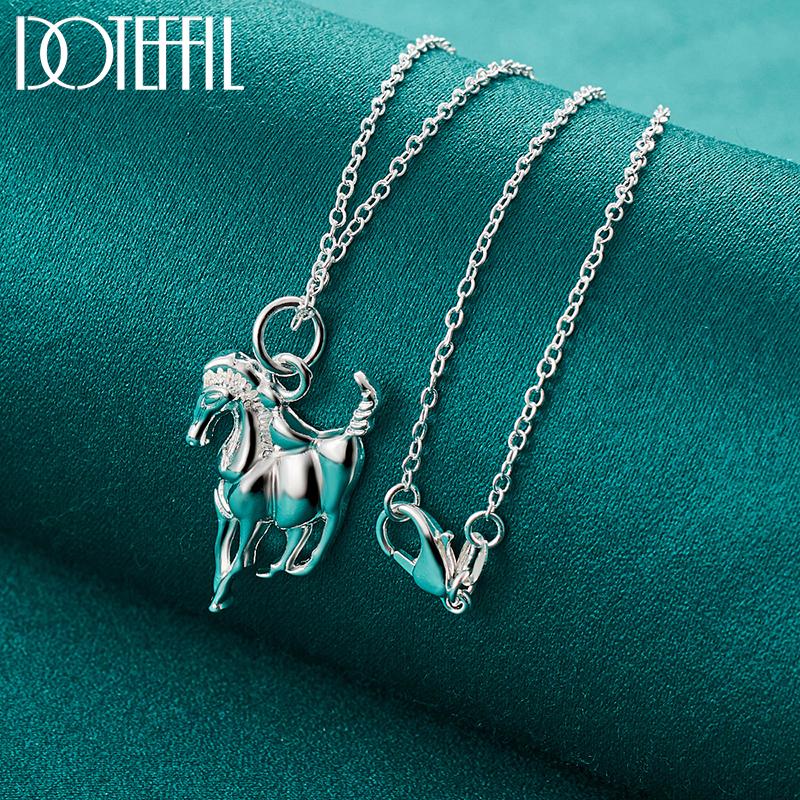 

925 чистое серебро гладкая лошадь кулон ожерелье свадебные модные украшения 45cm