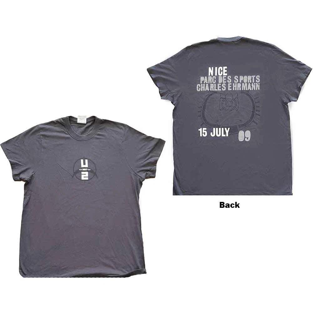 U2 Unisex T-Shirt: 360 Degree Tour Nice 2009 (Back Print) (Ex-Tour) (Medium) M