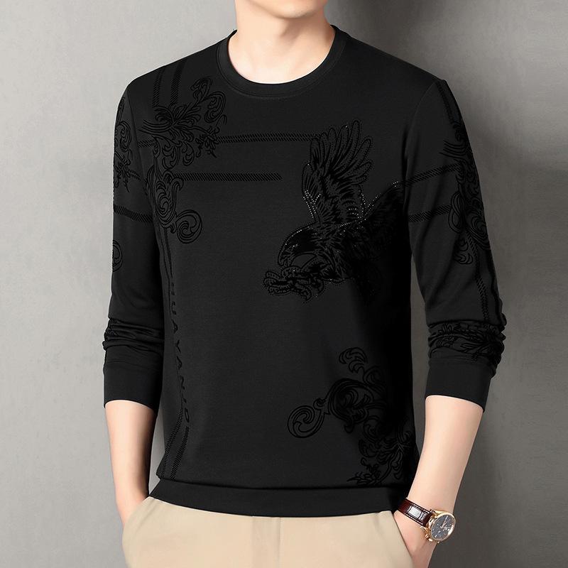 Herr 2025 Rundhals Långärmad Fleece Sweatshirt - Ledig Lös Passform för Höst/Vinter