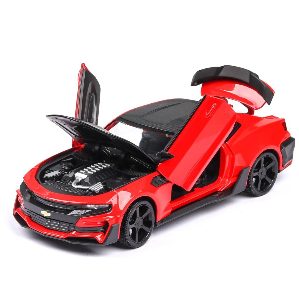 Camaro-Druckgussauto-Modellspielzeug im Maßstab 1:24, zurückziehbares Spielzeugfahrzeug mit Ton und Licht für Kinder, Kleinkinder, Jungen und Mädchen, Geschenkkollektion