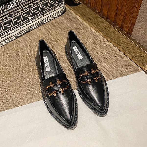 Pointed Toe Womens Loafers Shoes Metal Chain Clogs Platform Casual Female Sneakers Oxfords Slip-on Buckle Creepers On Heels Leat