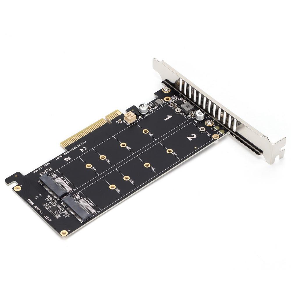 High Performance M.2 SSD PCIE X8 M Key Hard Drive Converter Dual M.2 NVMe SSD  PC Upgrade
