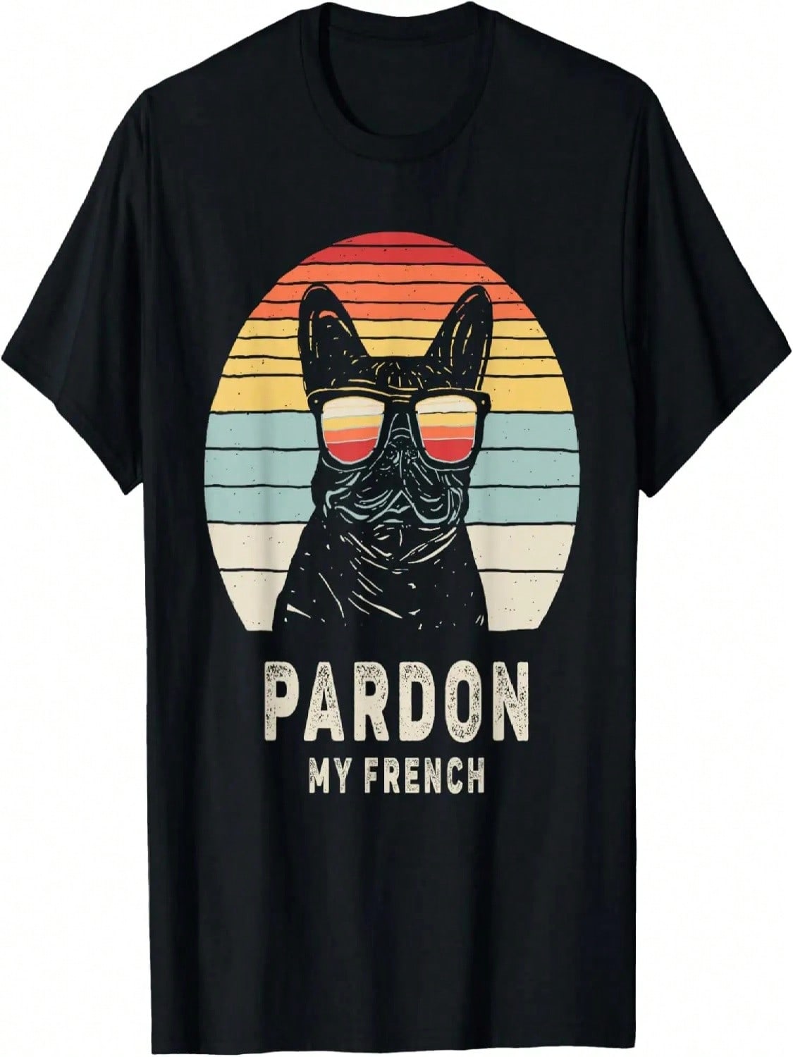 Vintage Retro Pardon My French Frenchie Bulldog Dog T-Shirt S разноцветный