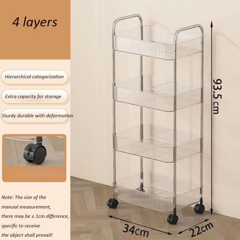 UNTIOR Transparent acrylic trolley cosmetics bedroom living room snack storage shelf bathroom mobile home shelfstorage shelf