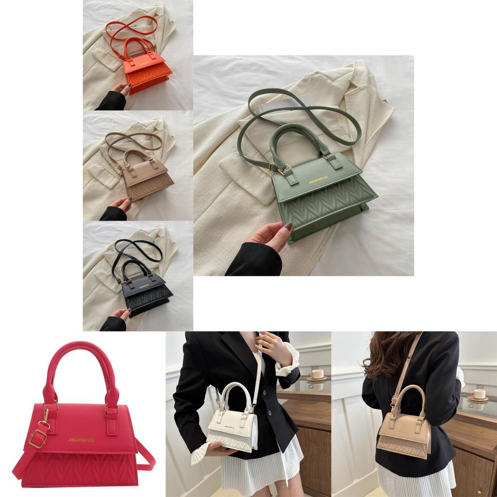Stylish 2024 Spring Korean Vintage Casual Handbag In Black Khaki Orange Green And Pink Colors