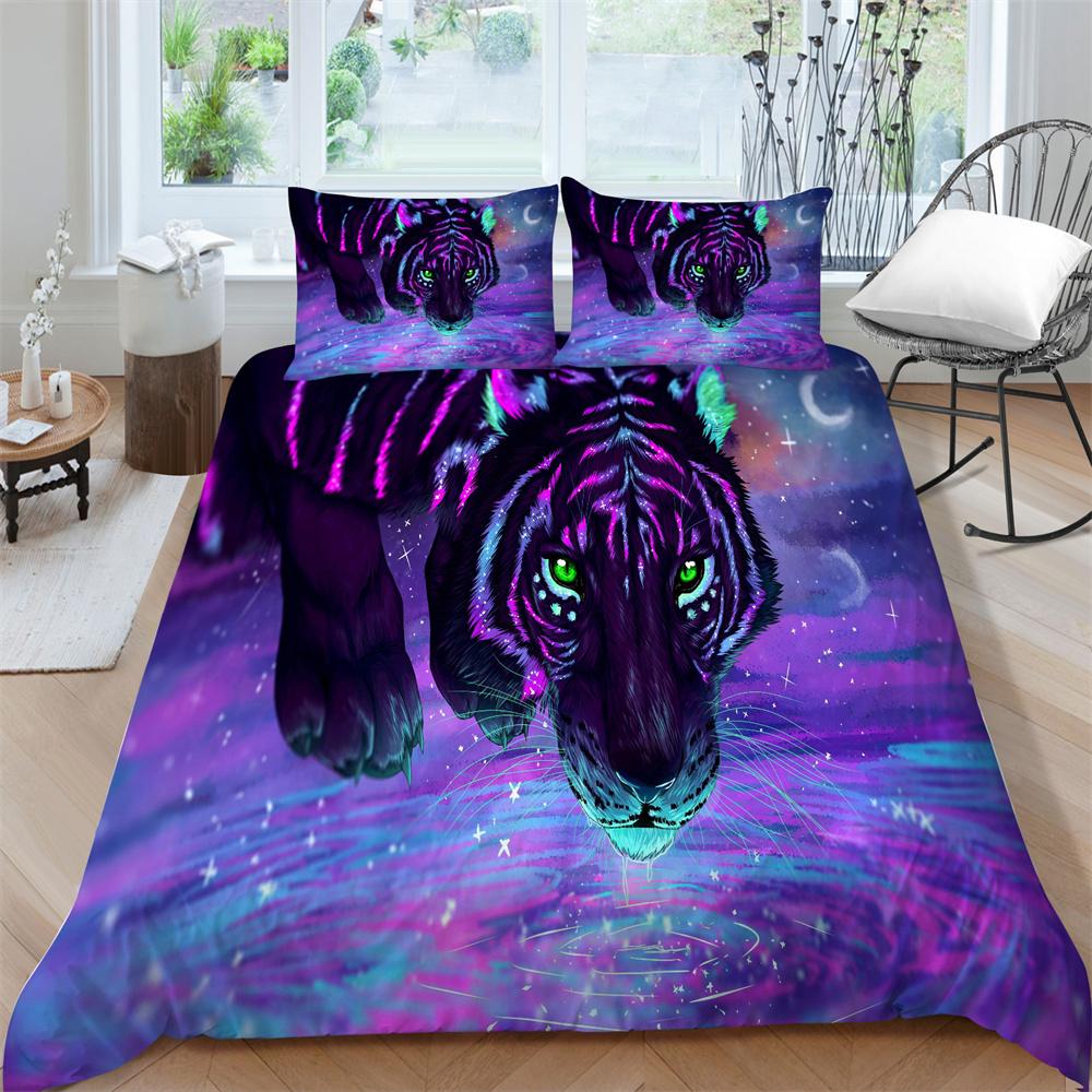 Duvet Cover Set Animals Style Home Bedspreads Newly Bedding Cover Set Children Tiger King Queen Size Microfiber Bedroom Decor