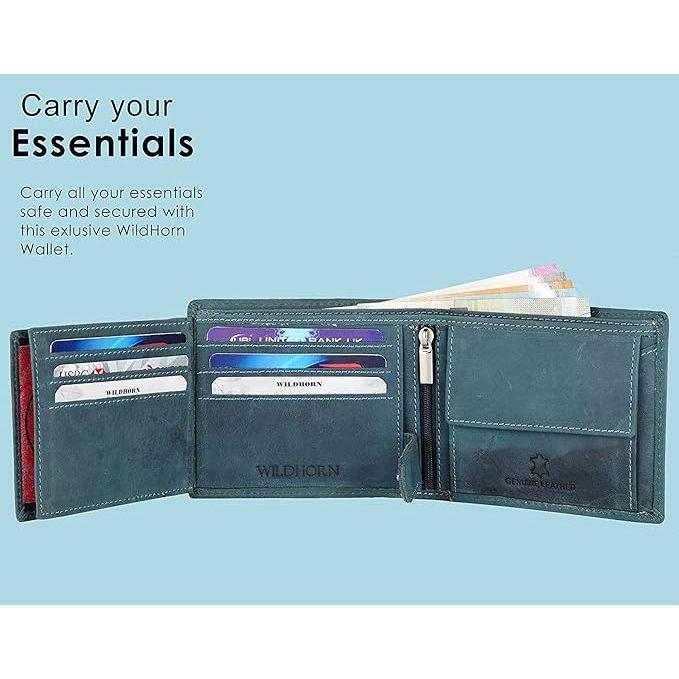 Синий кожаный кошелек для мужчин. 9 отделений для карт. 2 отделения для денег и секретных — фото 5