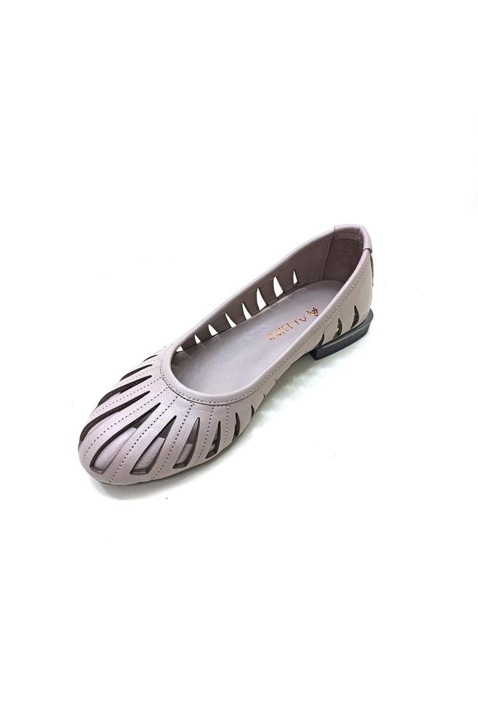 Women's Flat Shoes Gray Leather Ballerina Shoes