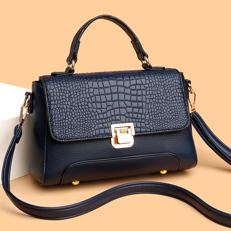 Women's fashion autumn and winter simple crocodile pattern large capacity shoulder messenger bag, light small square bag