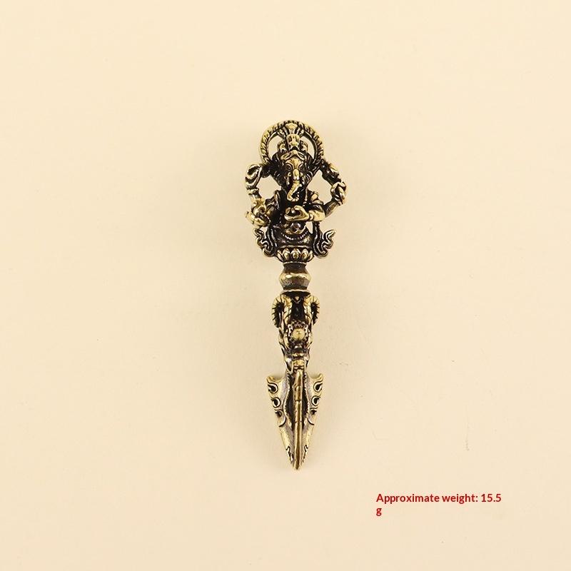 Vintage Brass Vajrakila Head Vajry Pestle Ornaments Keychains Charm Pendant Lucky Home Decorations
