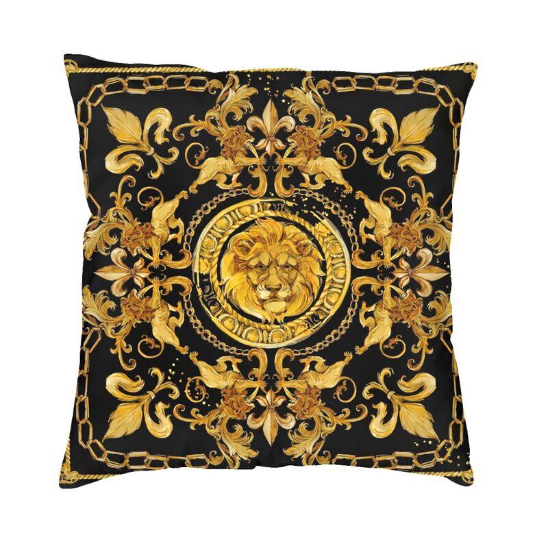 Golden Baroque Elegance Style Square Pillowcover Home Decorative Cushion Cover Throw Pillow for Car Doublesided Printing