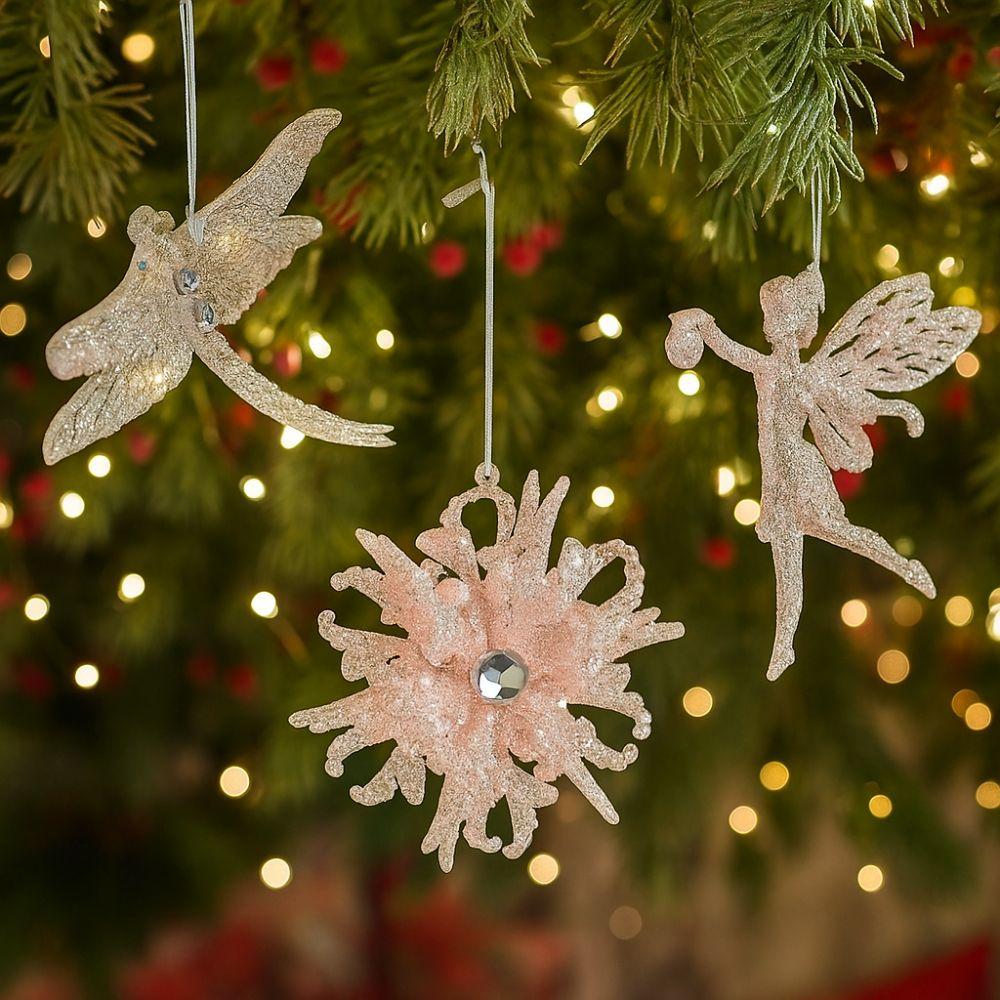 Plastic Christmas Tree Pendant Glitter Artificial Christmas Decoration  Office Decor