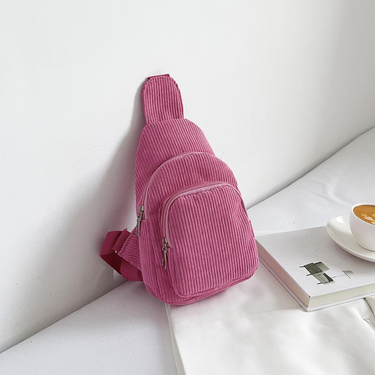 

Women s Solid Color Corduroy Crossbody and Waist Bag - Casual and Simple Design рожевий червоний колір