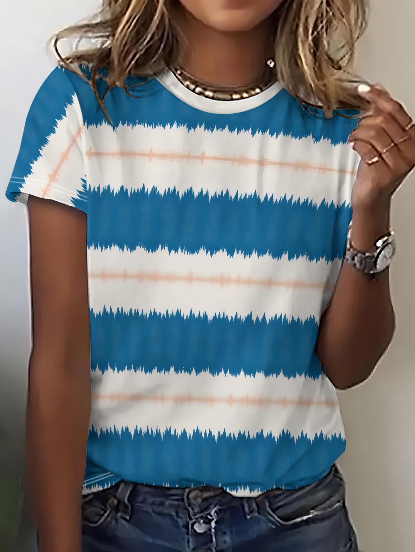 

Women S Blue And White Striped Short-Sleeve T-Shirt. with Zigzag Stripes. Fresh Style S дубильная кора