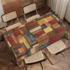 Vintage Wood Grain Geometric Patchwork Tablecloth Holiday Party Decor Farmhouse Rectangle Kitchen Table Cloths Home Decorations
