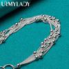 925 Sterling Silver Multi-Chain Smooth Beads Bracelet Fashion Jewelry MB047