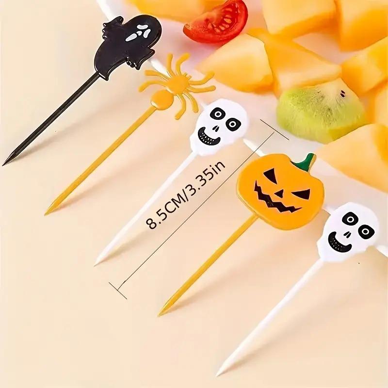 Halloween & Christmas Cartoon Fruit/Bento Forks - Cute Mini Picks for Kids, Creative Plastic Cake Forks