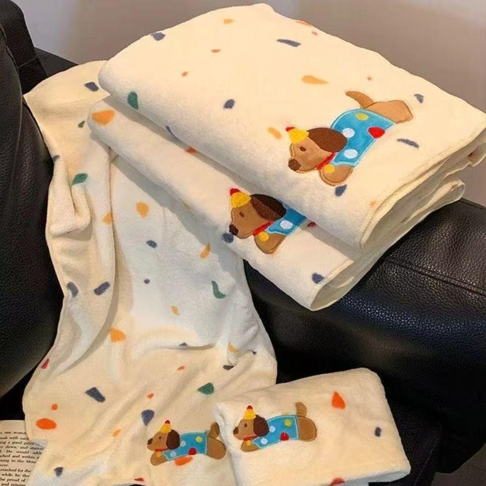 Quick Dry Coral Fleece Bath Towel Cartoon Puppy Hair Drying Towel Household Pool Towel  Bathroom