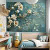 2D Teal Magnolia Flower Tapestry for Bedroom Living Room Decor