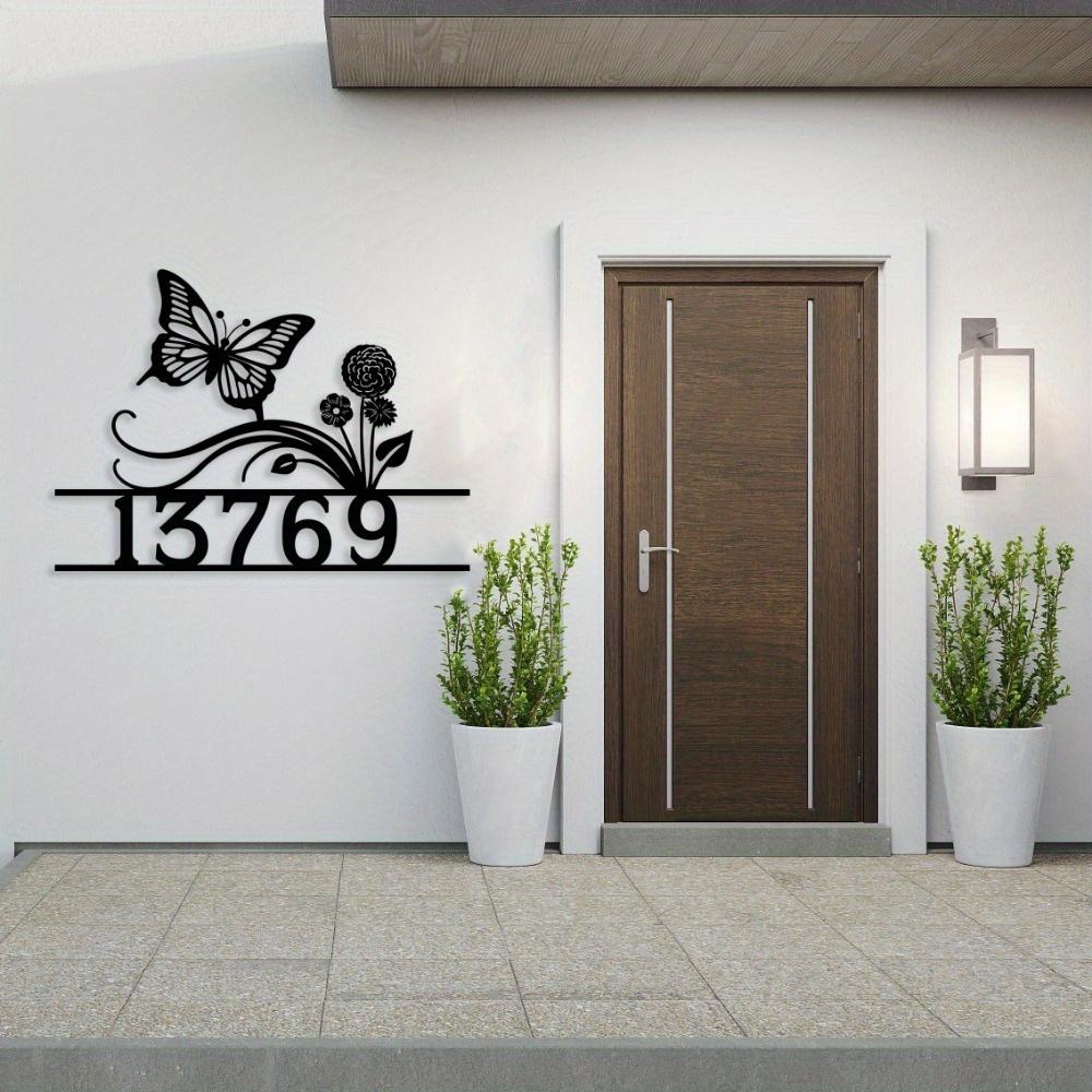 Exquisite Handmade Metal House Sign Butterfly Flower Design Customizable Name Weatherproof Housewarming