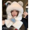 Polyester Material Winter Balaclava Windproof Hooded Scarf Set Warm Penguin Plush Hat  For Students