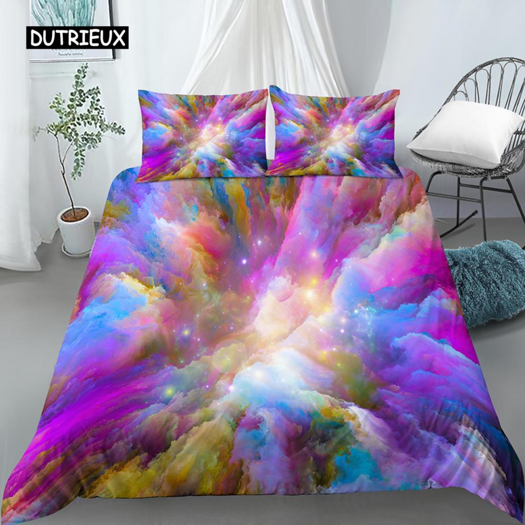 3D Tie Dye King Queen Duvet Cover Colorful Splash Ink Bedding Set for Kids Teens Adults Modern Art Polyester