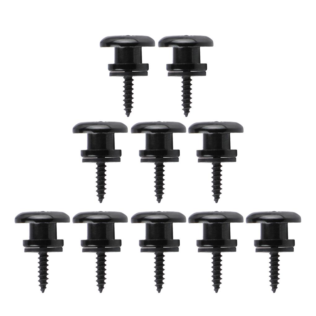 FLEOR 10PCS Mushroom Head Guitar Straplocks Strap Locks Tail Nail Buttons Chrome /Black/Gold