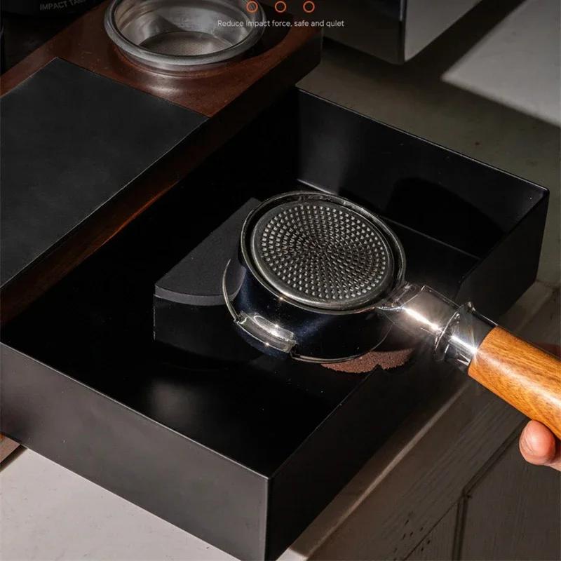 51-58mm Coffee Tamper Station Stand with Knock Box Wooden Coffee Organizer Box for Portafilter Tamper Distributor &Puck Screen