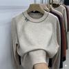 Sweater for Women Autumn Winter Thickened Warm Knitted Stretchy Long Sleeve Oversize Tops