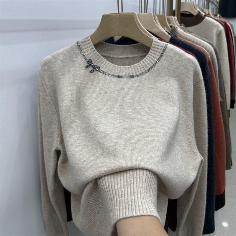 Sweater for Women Autumn Winter Thickened Warm Knitted Stretchy Long Sleeve Oversize Tops