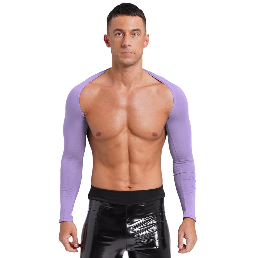 Herren Offene Vorderseite Crop Top Lässig Einfarbige Langarm Strickjacke Fitness Sport Bolero Schulterbedeckung Tops zum Zeigen des Körpers