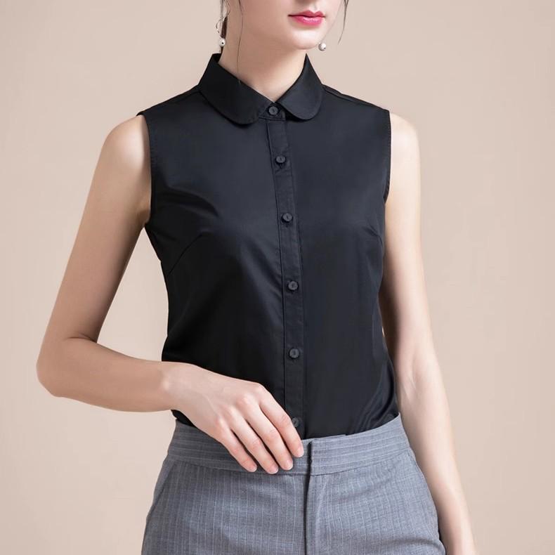 

Women s Sleeveless Wrinkle-Resistant Slim Shirt - Versatile Autumn/Winter Inner Wear Top S