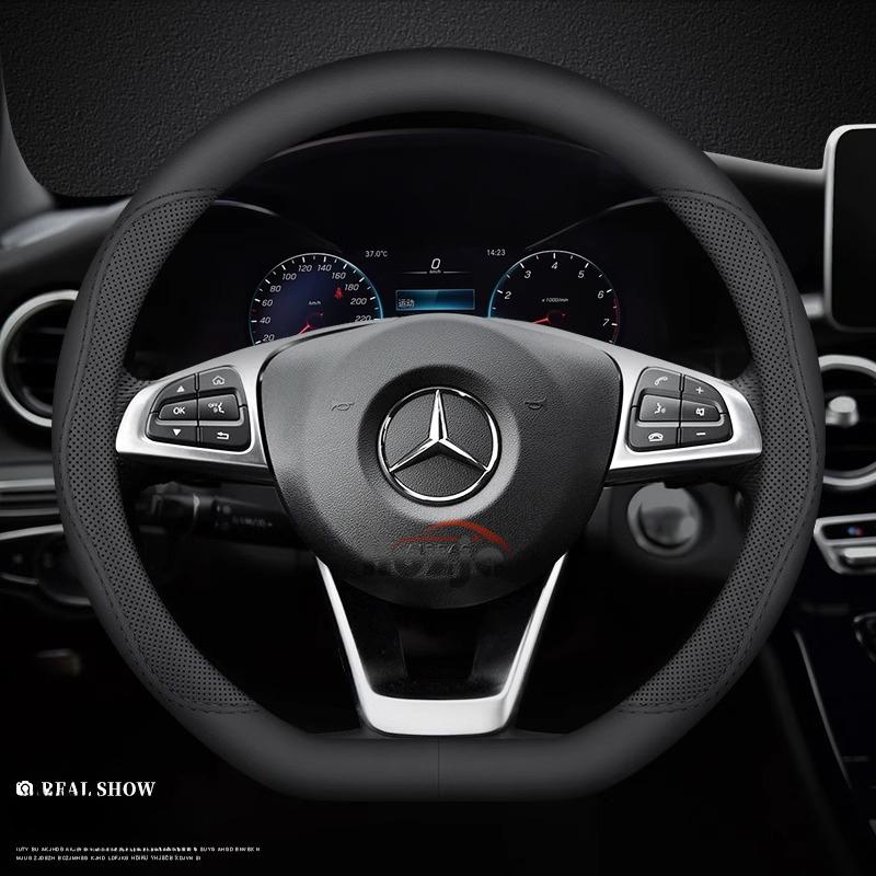 Car Leather Steering Wheel Cover for Mercedes-Benz GLE S GLE GLS G GL CL ML R SL GLK 400 450 500 350 320 580 38cm Accessories