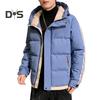 Giacca da uomo in cotone con cappuccio, manica lunga, patchwork, colore imbottito, antivento, caldo cotone, patta con cerniera, capospalla