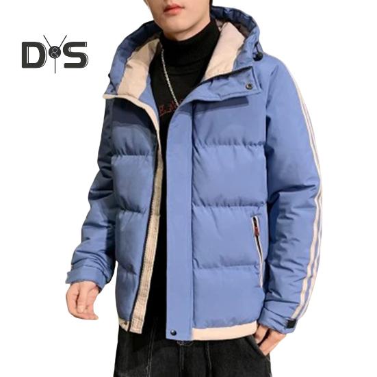 

Мужская хлопковая куртка с капюшоном и длинным рукавом, в стиле пэчворк, стеганое пальто, ветрозащитная теплая хлопковая верхняя одежда с застежкой-молнией M синий