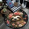 Sloth Round Area Rug,Carpet Rug for Living Room Bedroom Sofa Playroom Decor,Non-slip Floor Mat