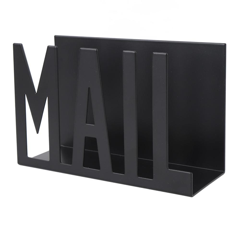 Metal Construction Mail Organizer Cutout Design Hollow Design Mail Holder Modern Style Two-Sided Design Letter Organizer