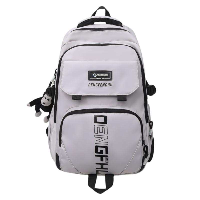 

Large Capacity Backpack Letter Print Unisex Lightweight Travel Backpack світло-сірий колір