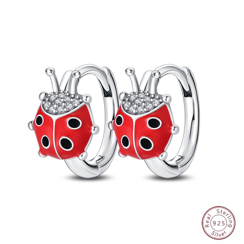 Sweet 925 Silver Ladybug Butterfly Dragonfly Iris Flower Design Earrings Fit Wedding Parties Exquisite Jewelry