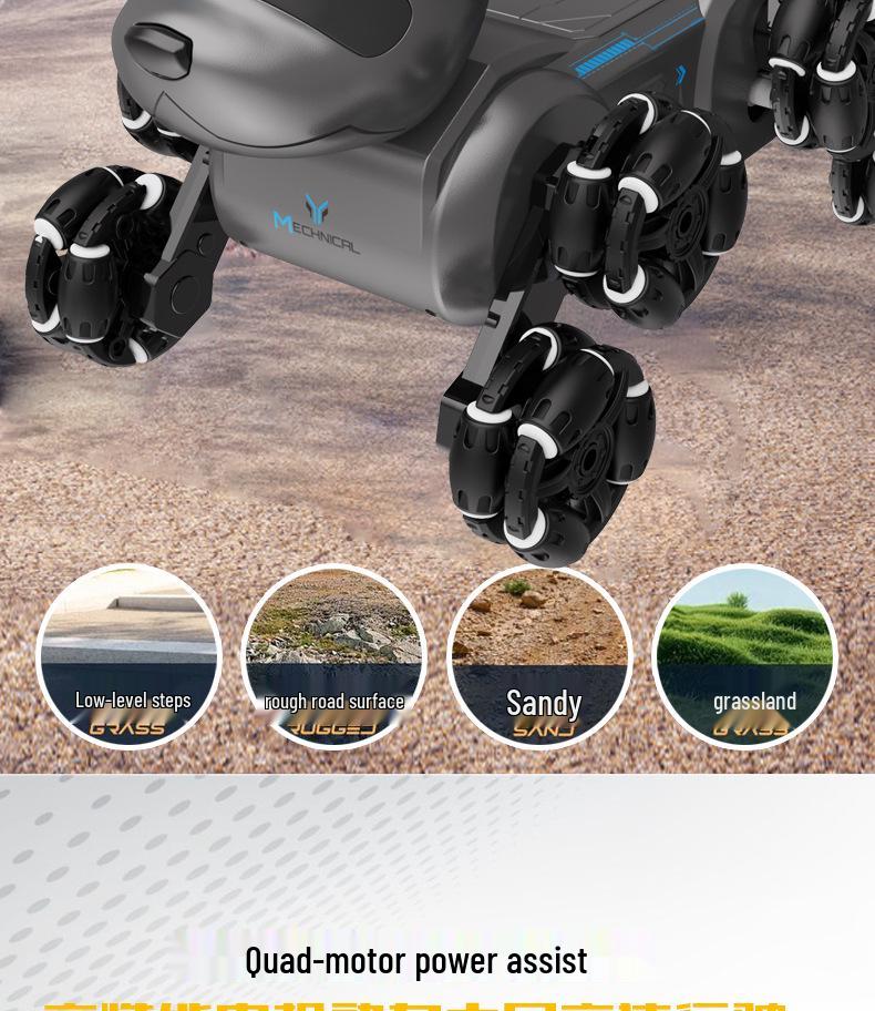 Gesture-Controlled Stunt Dog Robot: 8-Wheel 4WD Climbing and Drifting Pet with 2.4G Remote