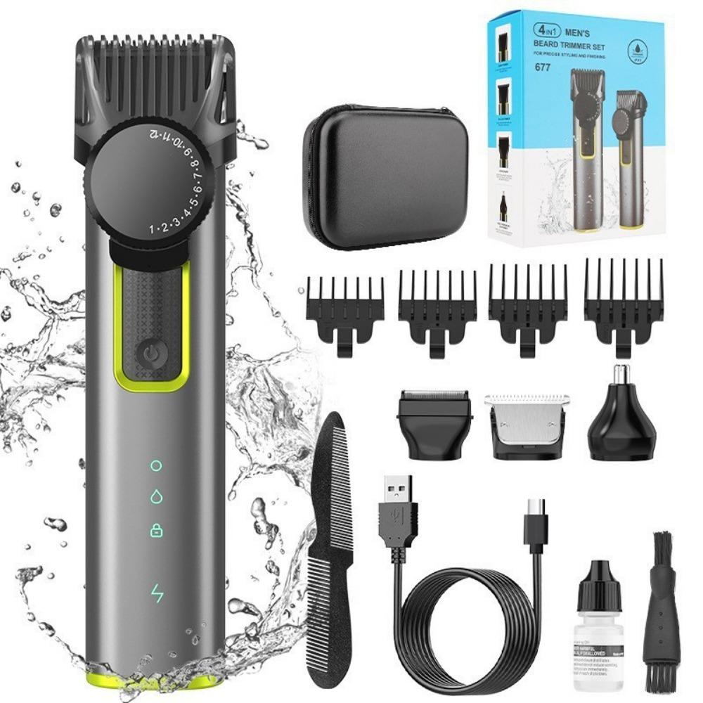 Men's 5-in-1 Professional Electric Hair Trimmer LCD Hair Clipper Shaver Rechargeable Body and Nose Hair Trimmer Set