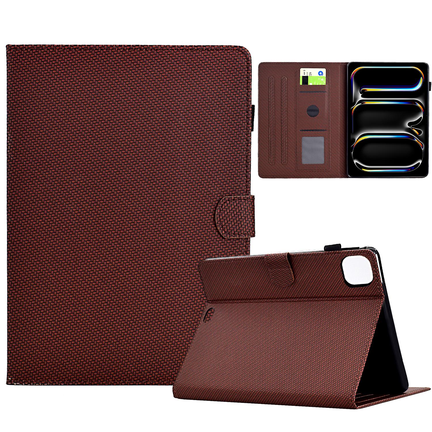

For iPad Pro 11 (2024) Leather Case Stand Card Slots Protective Tablet Cover Brown