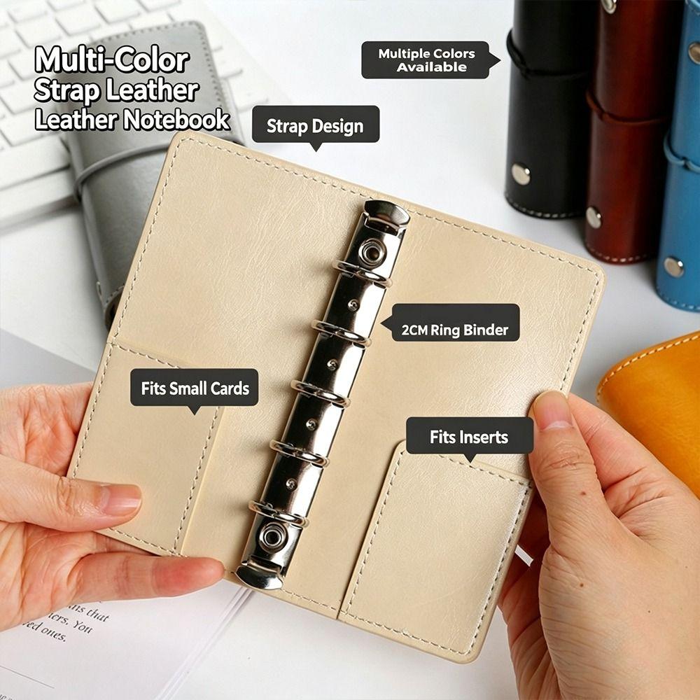 Portable Refillable Pocket Notebook PU Leather Notebook Soft Cover Metal Ring Binder Daily Notes