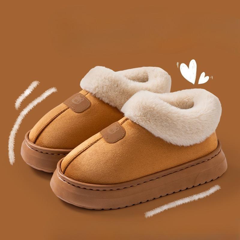 Heel Shoes, Cotton Slippers, Women's Indoor Fleece Warm Thick-soled Plush Snow Boots