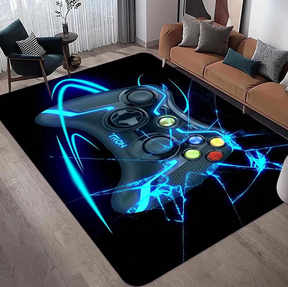 

Punk Style Game Handle Pattern Rug Neon Light Effect Gaming Area Rug Soft Non-slip Home Decor Carpet for Gaming Room Living Room 40X60cm