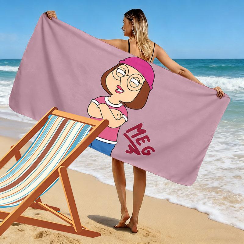 Meg Griffin Print Beach Towel, Large Soft Quick Dry Towel for Beach Camping Swimming