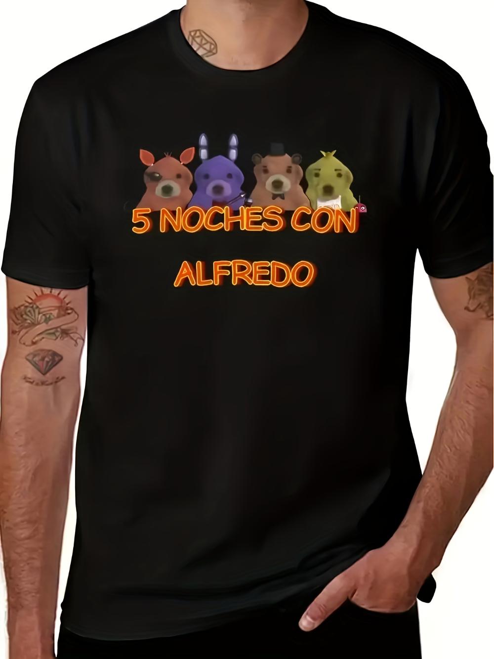 Men S Funny Spanish Saying T-Shirt 5 Noches Con Alfredo Graphic Tee Shirt Spanish Soft Everyday Casual Tee Spanish Lovers - M... S разноцветный