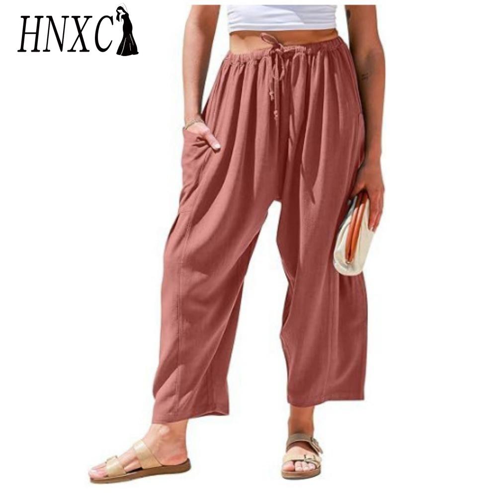 HNXC Pantaloni și capri cu talie înaltă, ocazional, cu imprimeu la modă pentru femei