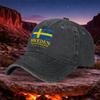 Swedish Flag Vintage Unisex Washable Baseball Cap Black Casual Outdoor Hat for Camping Hiking Travel Sports Fishing